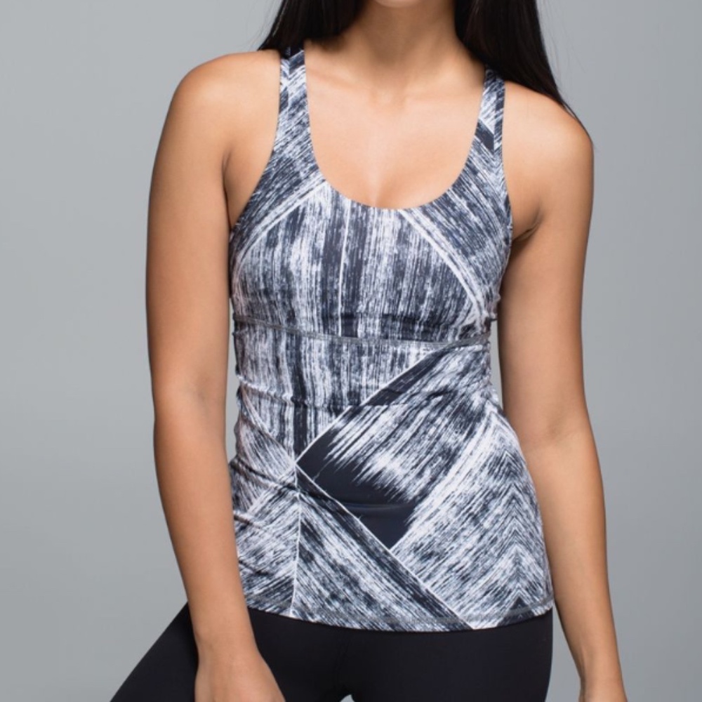 Lululemon Crossback Tank Sz 10 Heat Wave White Black / White